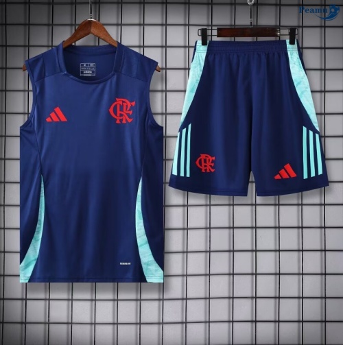 Camisola Kit Equipamento Training Flamengo Criancas Colete + Calções Azul-marinho/Verde 2025-2026 Peamu 182