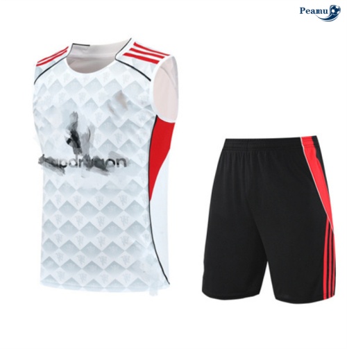 Camisola Kit Equipamento + Calças Manchester United Colete + Calções Branco/preto/vermelho 2025-2026 Peamu 241