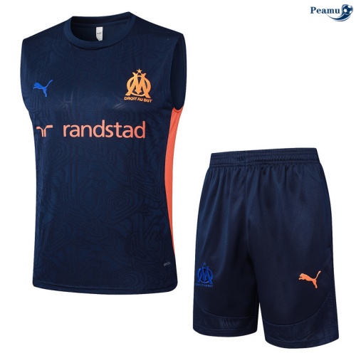 Camisola Kit Equipamento + Calças Marsella Colete + Calções Azul-marinho/laranja 2025-2026 Peamu 248