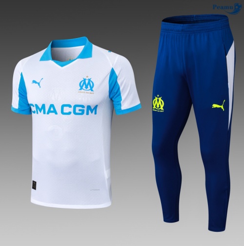 Camisola Kit Equipamento Training Marsella + Calças Branco/azul 2025-2026 Peamu 250