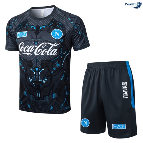 Camisola Kit Equipamento Training Naples + Calções Cinza escuro/preto/azul 2025-2026 Peamu 264