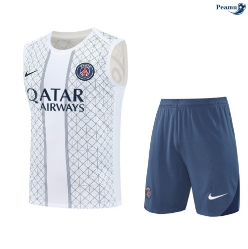Camisola Kit Equipamento + Calças PSG Colete + Calções Branco/azul 2025-2026 Peamu 293
