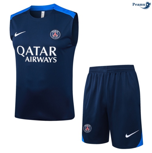 Camisola Kit Equipamento + Calças PSG Colete + Calções Azul-marinho/azul 2025-2026 Peamu 294