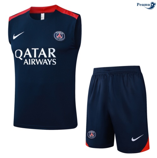 Camisola Kit Equipamento + Calças PSG Colete + Calções Azul-marinho/vermelho 2025-2026 Peamu 295