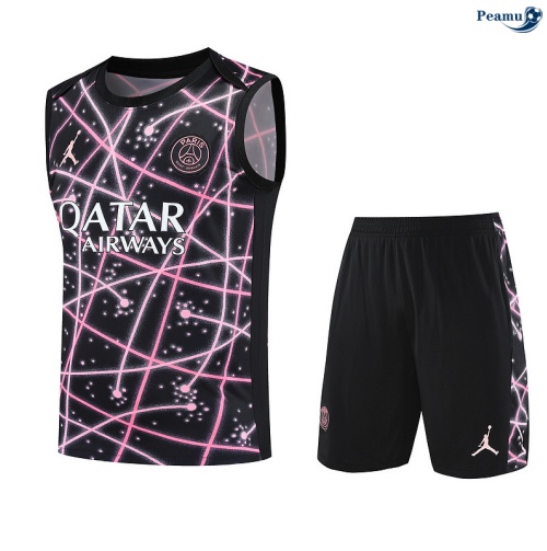 Camisola Kit Equipamento + Calças PSG Colete + Calções rosa/preto 2025-2026 Peamu 297