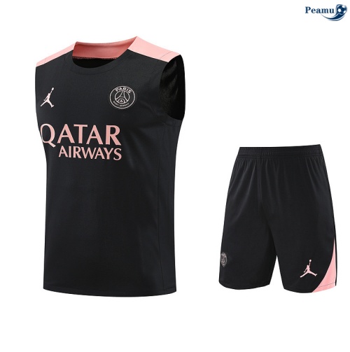 Camisola Kit Equipamento + Calças PSG Colete + Calções preto/rosa 2025-2026 Peamu 298