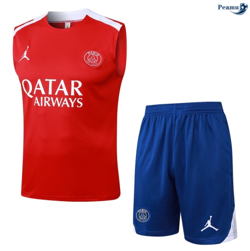 Camisola Kit Equipamento + Calças PSG Colete + Calções vermelho/azul/Branco 2025-2026 Peamu 300