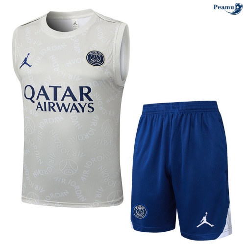 Camisola Kit Equipamento + Calças PSG Colete + Calções Cinza/azul/Branco 2025-2026 Peamu 305