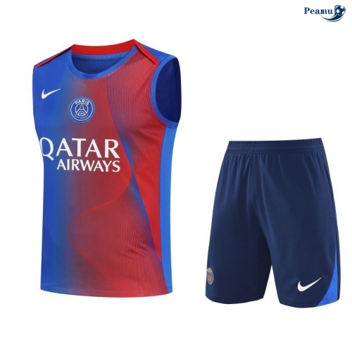 Camisola Kit Equipamento + Calças Paris PSG Colete + Calções vermelho/azul 2025-2026 Peamu 307