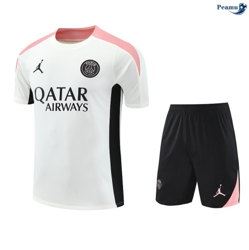 Camisola Kit Equipamento Training PSG + Calções Branco/preto/rosa 2025-2026 Peamu 310