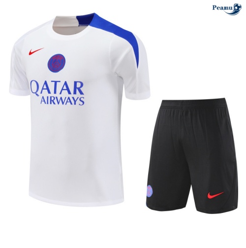 Camisola Kit Equipamento Training Paris PSG + Calções Branco/preto/azul 2025-2026 Peamu 334