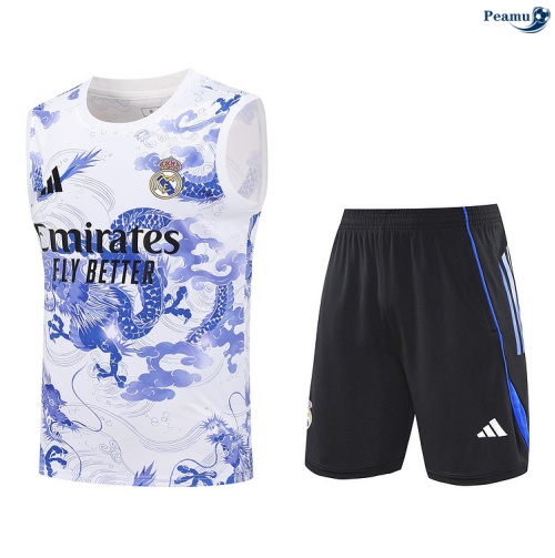 Camisola Kit Equipamento + Calças Real Madrid Colete + Calções Branco/preto/azul 2025-2026 Peamu 342