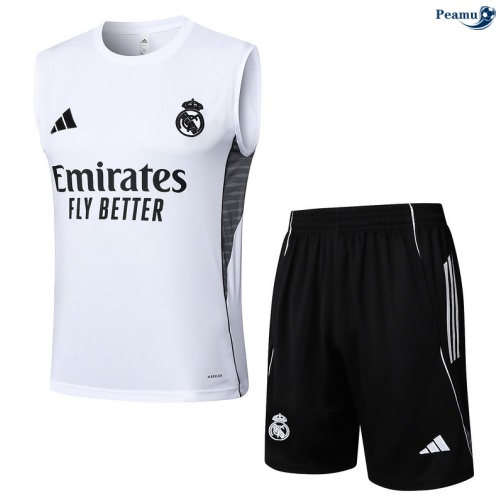 Camisola Kit Equipamento + Calças Real Madrid Colete + Calções Branco/preto 2025-2026 Peamu 345
