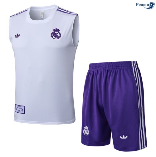 Camisola Kit Equipamento + Calças Real Madrid Colete + Calções Branco/Violeta 2025-2026 Peamu 347