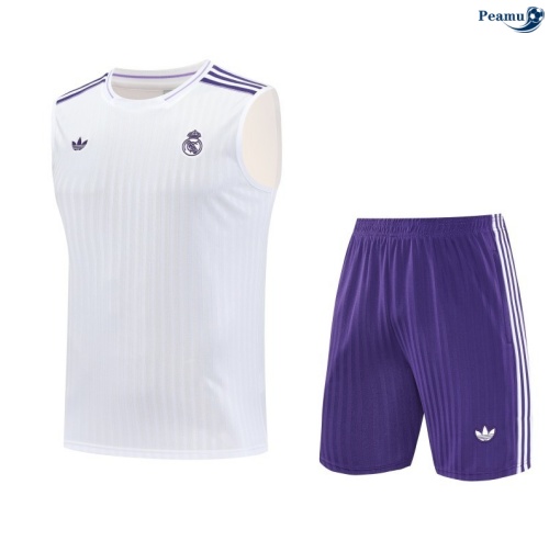 Camisola Kit Equipamento + Calças Real Madrid Colete + Calções Branco/Violeta 2025-2026 Peamu 349