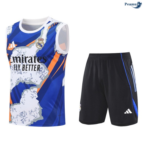 Camisola Kit Equipamento + Calças Real Madrid Colete + Calções Branco/preto/azul 2025-2026 Peamu 350