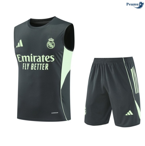 Camisola Kit Equipamento + Calças Real Madrid Colete + Calções Azul-marinho/Verde 2025-2026 Peamu 352