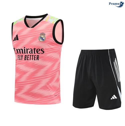 Camisola Kit Equipamento + Calças Real Madrid Colete + Calções rosa/preto 2025-2026 Peamu 354