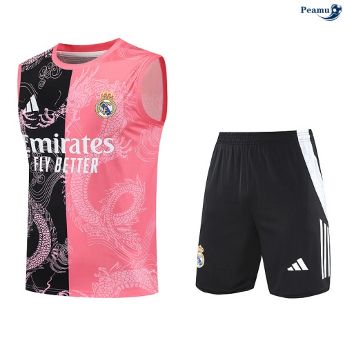 Camisola Kit Equipamento + Calças Real Madrid Colete + Calções rosa/preto/Branco 2025-2026 Peamu 355
