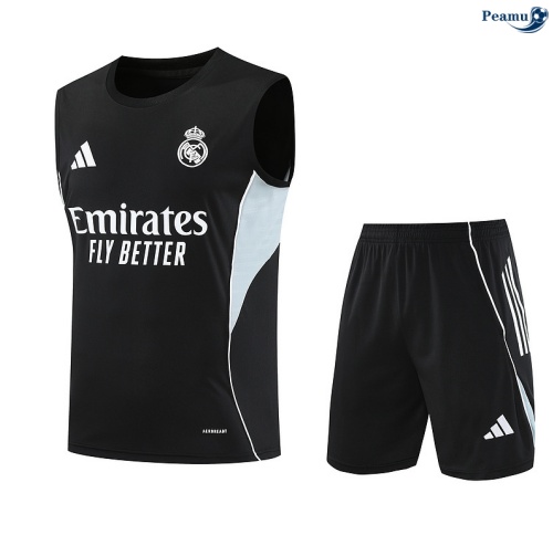 Camisola Kit Equipamento + Calças Real Madrid Colete + Calções preto/Branco/Verde 2025-2026 Peamu 356