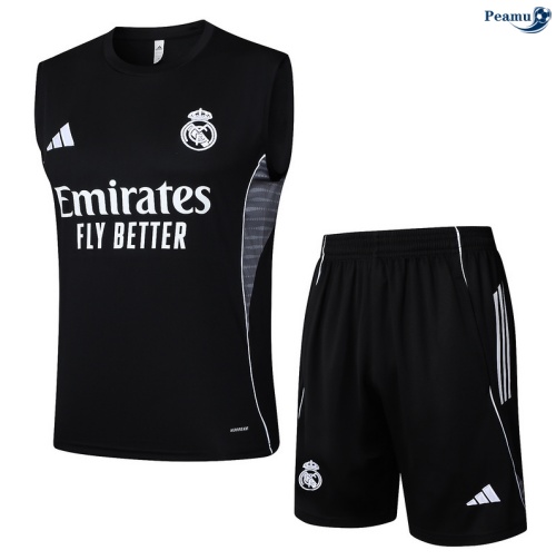 Camisola Kit Equipamento + Calças Real Madrid Colete + Calções preto/Branco 2025-2026 Peamu 357