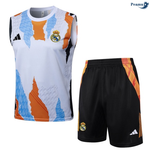 Camisola Kit Equipamento + Calças Real Madrid Colete + Calções amarelo/Branco 2025-2026 Peamu 358