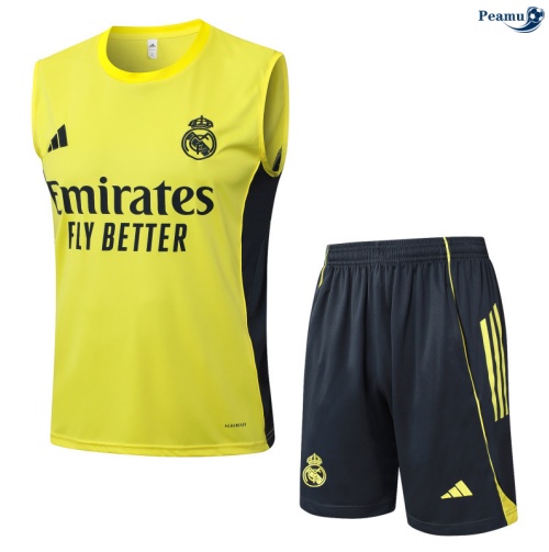 Camisola Kit Equipamento + Calças Real Madrid Colete + Calções amarelo/Cinza escuro 2025-2026 Peamu 359