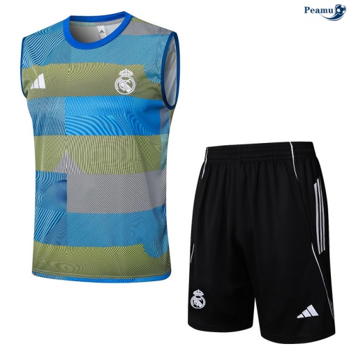 Camisola Kit Equipamento + Calças Real Madrid Colete + Calções azul/Verde/preto/Branco 2025-2026 Peamu 361