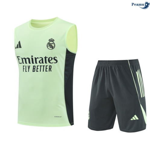 Camisola Kit Equipamento + Calças Real Madrid Colete + Calções Verde/Azul-marinho 2025-2026 Peamu 363