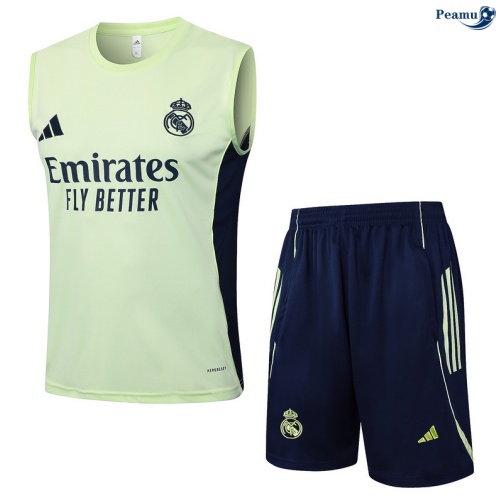 Camisola Kit Equipamento + Calças Real Madrid Colete + Calções Verde/Azul-marinho 2025-2026 Peamu 368