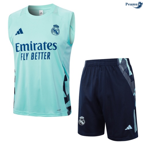 Camisola Kit Equipamento + Calças Real Madrid Colete + Calções Verde/azul 2025-2026 Peamu 369
