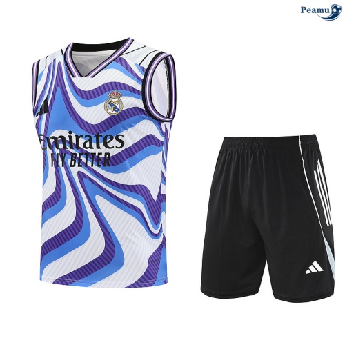 Camisola Kit Equipamento + Calças Real Madrid Colete + Calções Violeta/preto/Branco 2025-2026 Peamu 375