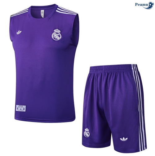 Camisola Kit Equipamento + Calças Real Madrid Colete + Calções Violeta/Branco 2025-2026 Peamu 376