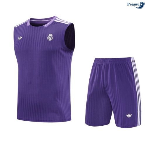 Camisola Kit Equipamento + Calças Real Madrid Colete + Calções Violeta/Branco 2025-2026 Peamu 377