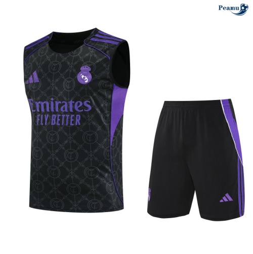 Camisola Kit Equipamento + Calças Real Madrid Colete + Calções preto/Violeta 2025-2026 Peamu 378