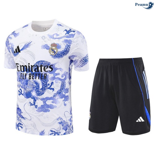 Camisola Kit Equipamento Training Real Madrid + Calções Branco/preto/azul 2025-2026 Peamu 384