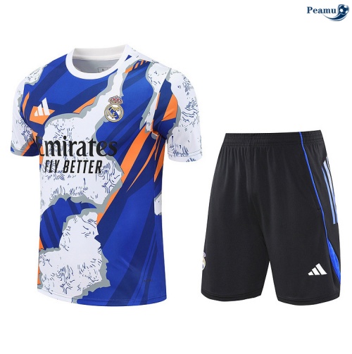 Camisola Kit Equipamento Training Real Madrid + Calções Branco/preto/azul 2025-2026 Peamu 385