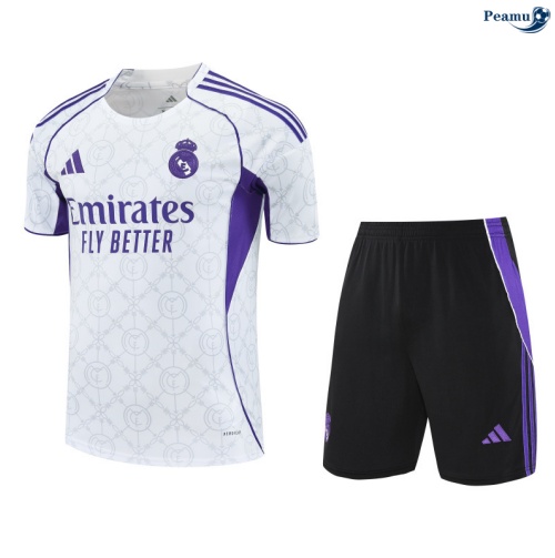 Camisola Kit Equipamento Training Real Madrid + Calções Branco/preto/Violeta 2025-2026 Peamu 387