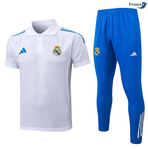 Camisola Kit Equipamento Training Real Madrid Polo + Calças Branco/azul 2025-2026 Peamu 388