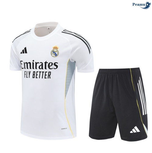 Camisola Kit Equipamento Training Real Madrid + Calções Branco/preto 2025-2026 Peamu 389