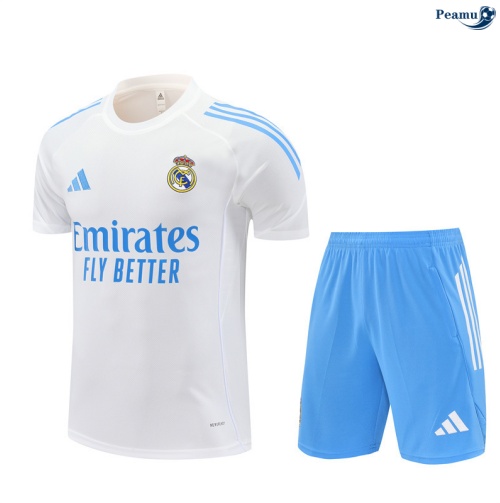 Camisola Kit Equipamento Training Real Madrid + Calções Branco/Azul claro 2025-2026 Peamu 390