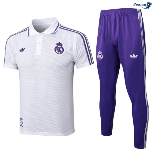 Camisola Kit Equipamento Training Real Madrid Polo + Calças Branco/Violeta 2025-2026 Peamu 397
