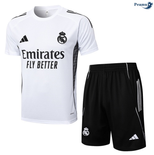 Camisola Kit Equipamento Training Real Madrid + Calções Branco/preto 2025-2026 Peamu 400