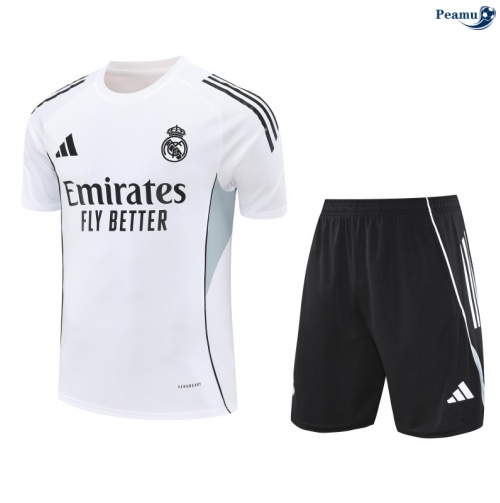 Camisola Kit Equipamento Training Real Madrid + Calções Branco/Verde claro 2025-2026 Peamu 401