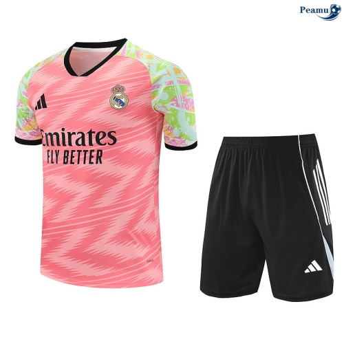 Camisola Kit Equipamento Training Real Madrid + Calções rosa/preto/Verde 2025-2026 Peamu 411