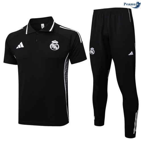 Camisola Kit Equipamento Training Real Madrid Polo + Calças preto/Branco 2025-2026 Peamu 415