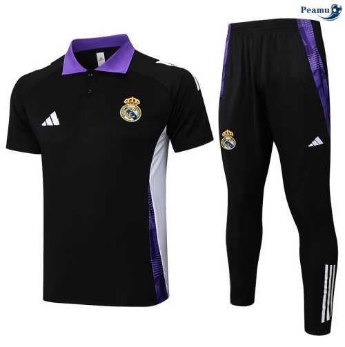 Camisola Kit Equipamento Training Real Madrid Polo + Calças preto/Violeta/Branco 2025-2026 Peamu 417