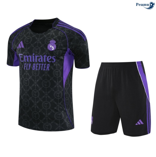Camisola Kit Equipamento Training Real Madrid + Calções preto/Violeta/Branco 2025-2026 Peamu 418