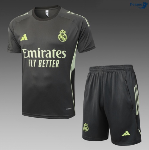 Camisola Kit Equipamento Training Real Madrid + Calções Cinza/Verde 2025-2026 Peamu 426