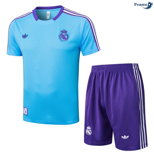 Camisola Kit Equipamento Training Real Madrid + Calções Azul claro/Violeta/Branco 2025-2026 Peamu 437